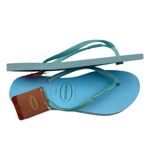 Havaianas Blue Water Flip Flop Sandals Size 11 / 12 - Picture 5 of 14